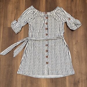 J for Justify Navy and White Striped Dress